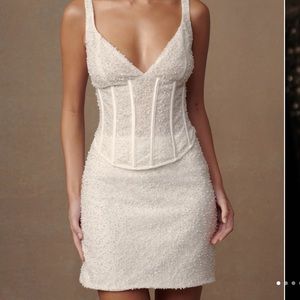 Meshki Beaded Pearl Top & Skirt Set